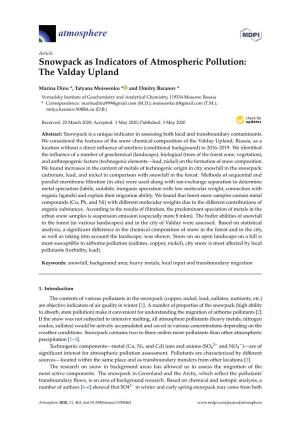Snowpack As Indicators of Atmospheric Pollution: the Valday Upland