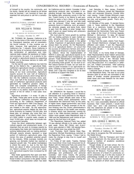 CONGRESSIONAL RECORD— Extensions of Remarks E2018 HON. WILLIAM M. THOMAS HON. NEWT GINGRICH HON. BOB CLEMENT HON. GEORGE E. BR