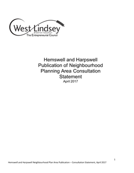 Hemswell and Harpswell Publication of Neighbourhood Planning Area Consultation Statement April 2017