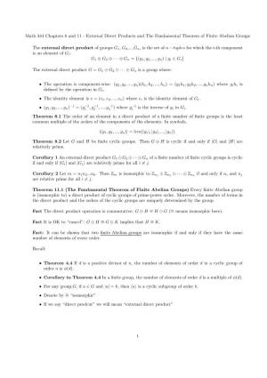 External Direct Products and the Fundamental Theorem of Finite Abelian Groups