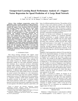 Unsupervised Learning Based Performance Analysis of Ν-Support Vector Regression for Speed Prediction of a Large Road Network