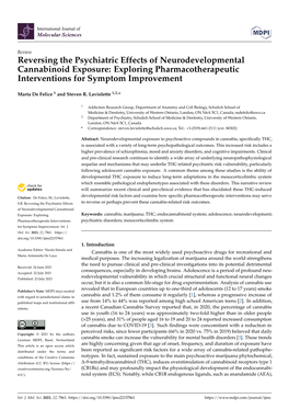 Reversing the Psychiatric Effects of Neurodevelopmental Cannabinoid Exposure: Exploring Pharmacotherapeutic Interventions for Symptom Improvement