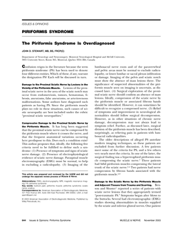 PIRIFORMIS SYNDROME the Piriformis Syndrome Is