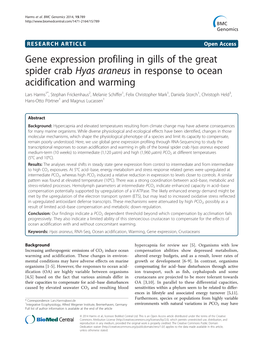 Gene Expression Profiling in Gills of the Great Spider Crab Hyas Araneus