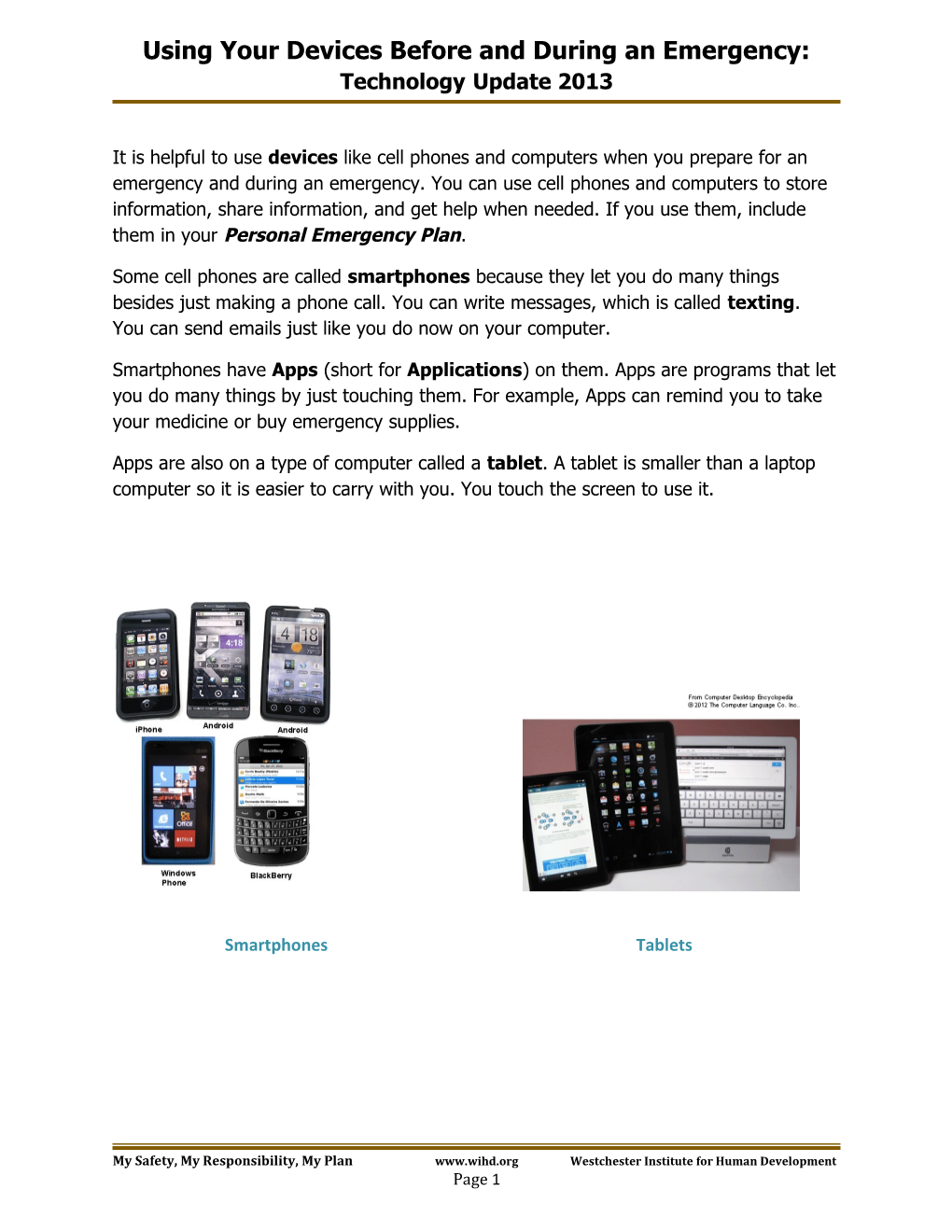 Using Your Devices Before and During an Emergency: Technology Update 2013