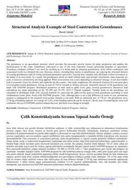 Structural Analysis Example of Steel Construction Greenhouses Çelik