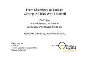 From Chemistry to Biology: Ge[Ng the RNA World Started