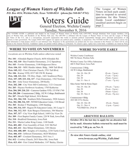LWV-Wichita Falls Nov. 8, 2016 General Election Voters Guide