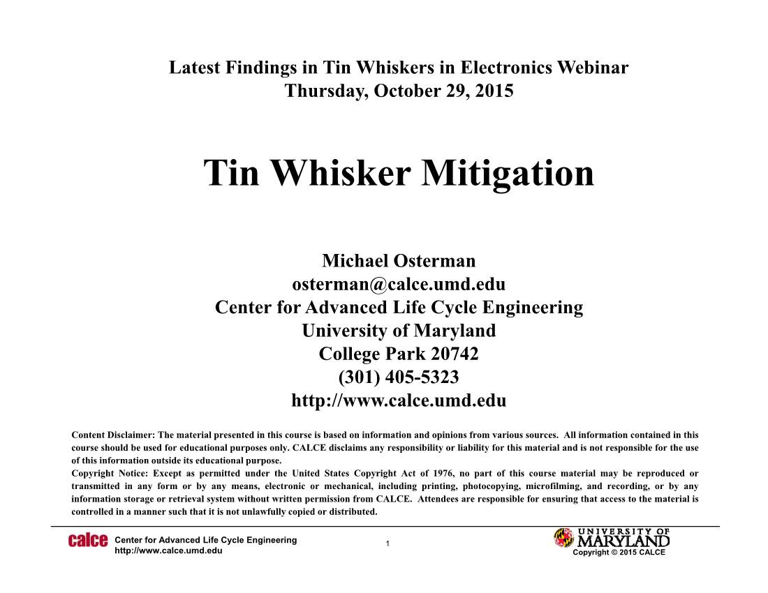 Tin Whisker Mitigation