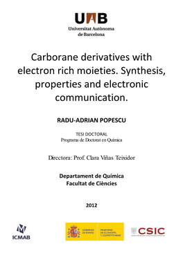 Carborane Derivatives with Electron Rich Moieties. Synthesis, Properties and Electronic