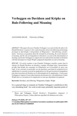 Verheggen on Davidson and Kripke on Rule-Following and Meaning