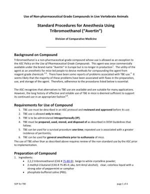 Standard Procedures for Anesthesia Using Tribromoethanol (“Avertin”)