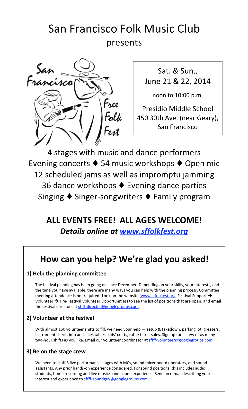 May/June 2014 Friends and Families Making Home-Grown Music Together Oh, Come Angel Band