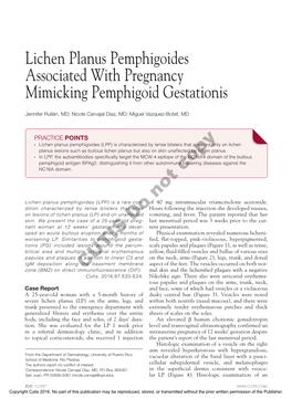 Lichen Planus Pemphigoides Associated with Pregnancy Mimicking Pemphigoid Gestationis