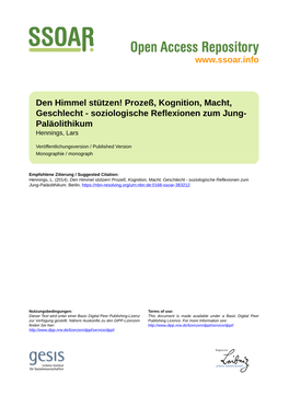 Den Himmel Stützen! Prozeß, Kognition, Macht, Geschlecht - Soziologische Reflexionen Zum Jung- Paläolithikum Hennings, Lars