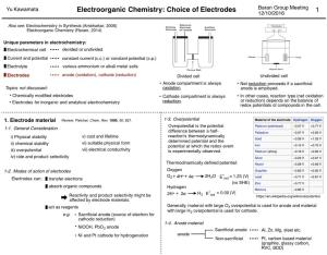 Electroorganic Chemistry: Choice of Electrodes 1