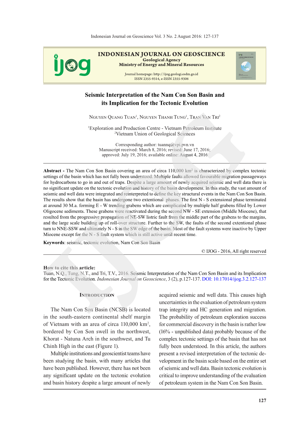 Seismic Interpretation of the Nam Con Son Basin and Its Implication for ...