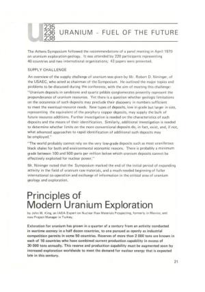 Principles of Modern Uranium Exploration by John W