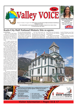 Pages 16 & 17 Kaslo City Hall National Historic Site Re-Opens
