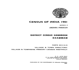 District Census Handbook, Khammam, Part XIII a & B, Series-2