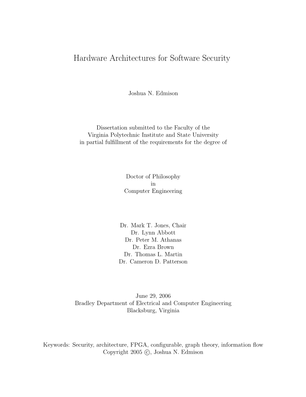 Hardware Architectures for Software Security