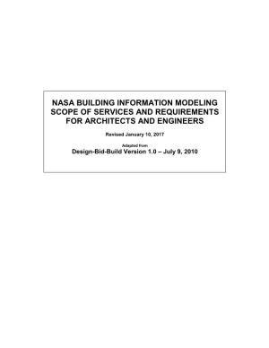 Nasa Building Information Modeling Scope of Services and Requirements for Architects and Engineers
