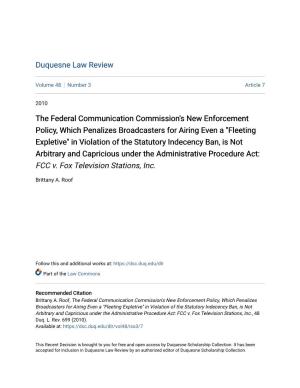 The Federal Communication Commission's New Enforcement