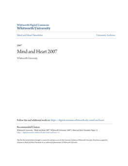 Mind and Heart 2007 Whitworth University
