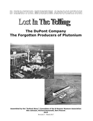The Dupont Company the Forgotten Producers of Plutonium