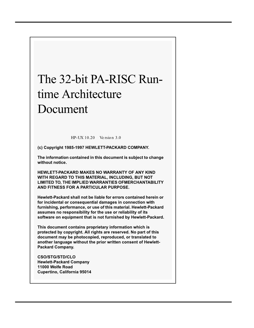 The 32-Bit PA-RISC Run- Time Architecture Document