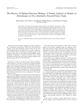 The Physics of Optimal Decision Making: a Formal Analysis of Models of Performance in Two-Alternative Forced-Choice Tasks