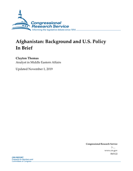Afghanistan: Background and U.S. Policy in Brief