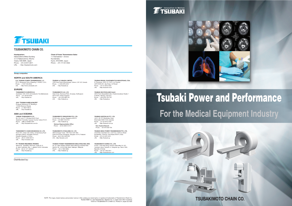 Tsubaki Products for Medical Equipment English