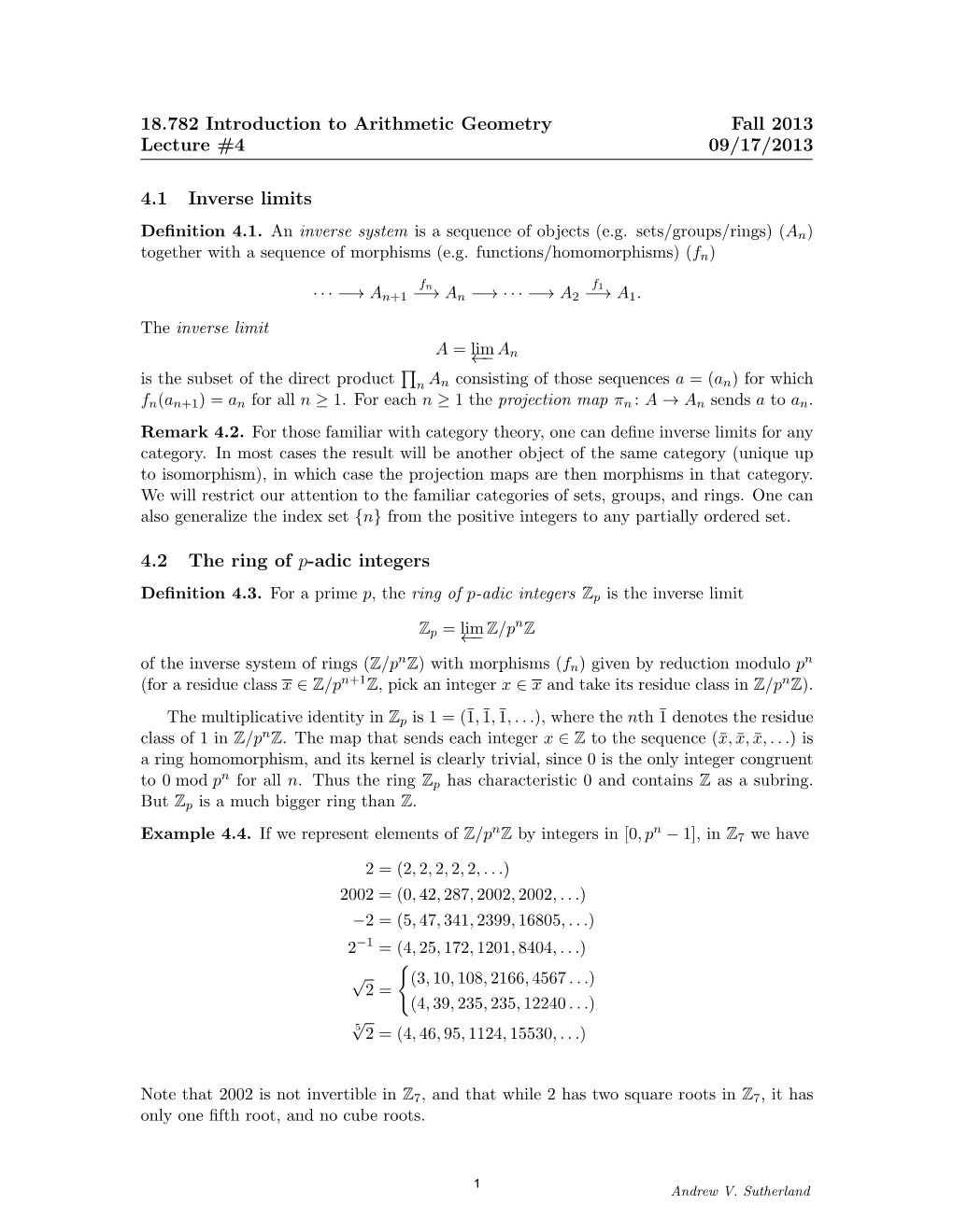 The Ring of P-Adic Integers