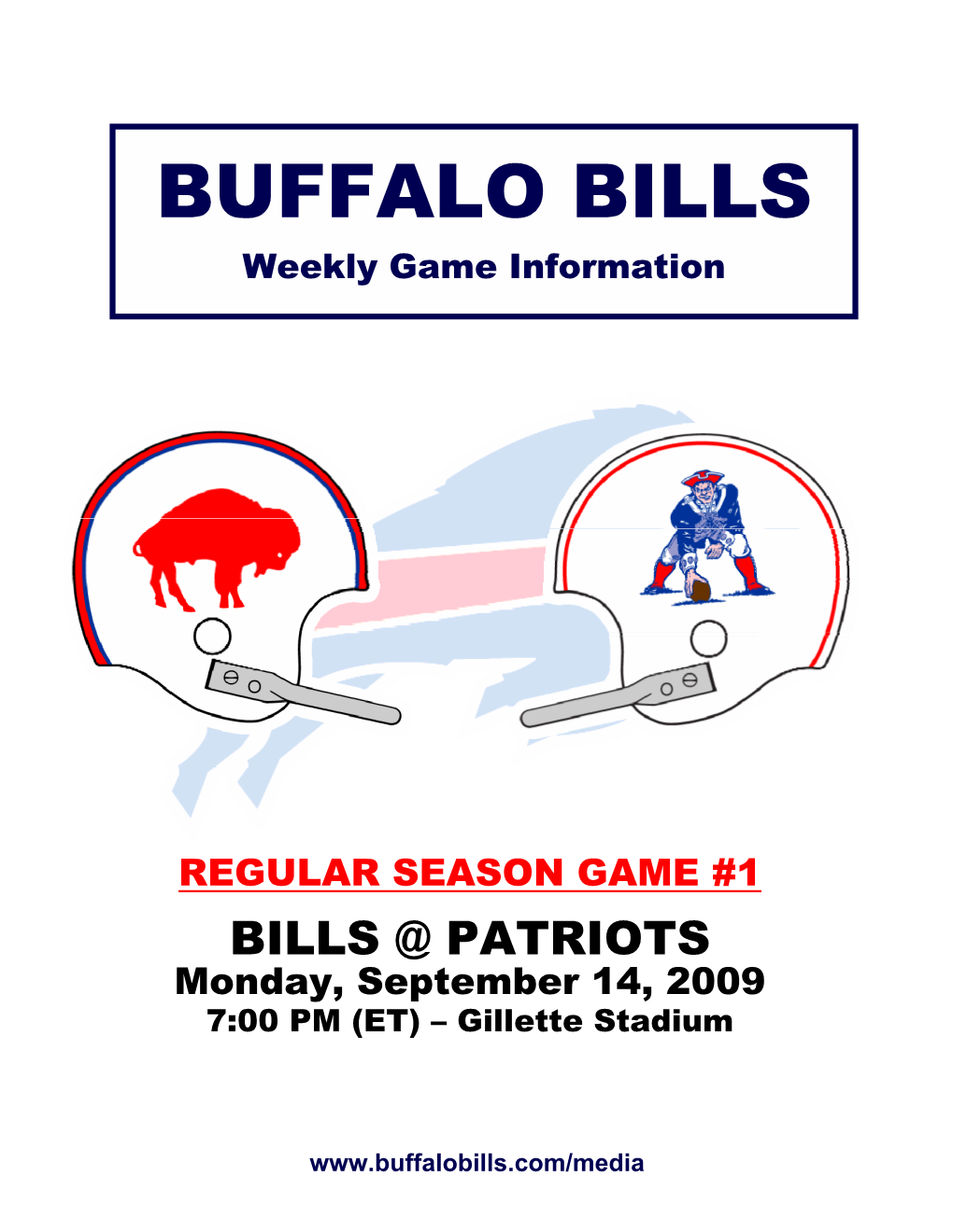 BUFFALO BILLS Weekly Game Information