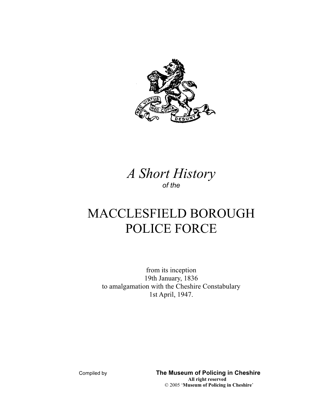 Macclesfield Borough Police Force