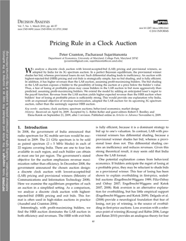 Pricing Rule in a Clock Auction