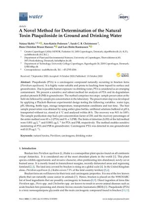 A Novel Method for Determination of the Natural Toxin Ptaquiloside in Ground and Drinking Water