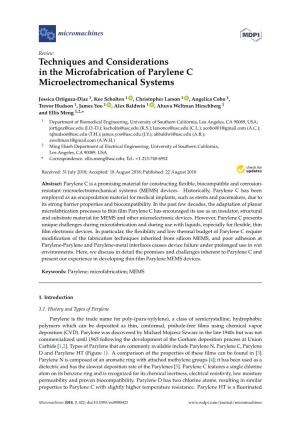 Techniques and Considerations in the Microfabrication of Parylene C Microelectromechanical Systems