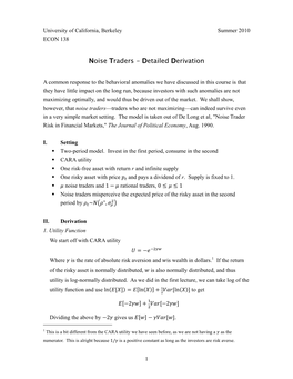 Noise Traders - Detailed Derivation