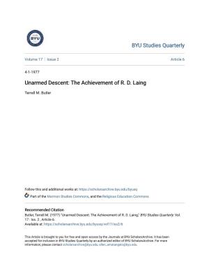 Unarmed Descent: the Achievement of R. D. Laing