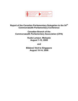 Report of the Canadian Parliamentary Delegation to the 54