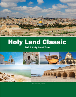 Holy Land Classic 2022 Holy Land Tour ITINERARY