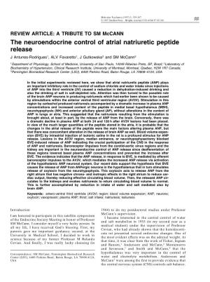 The Neuroendocrine Control of Atrial Natriuretic Peptide Release J Antunes-Rodrigues1, ALV Favaretto1, J Gutkowska2 and SM Mccann3