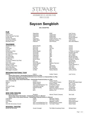 Saycon Sengbloh Theatrical Resume