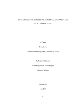 Ii ION-PAIR BEHAVIOR BETWEEN POLYOXOMETALATES ANION