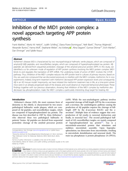 Inhibition of the MID1 Protein Complex