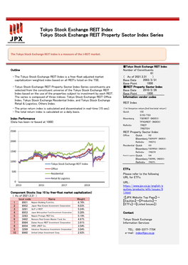 Tokyo Stock Exchange REIT Index Tokyo Stock Exchange REIT Property Sector Index Series