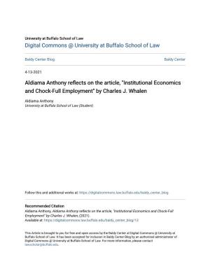 Institutional Economics and Chock-Full Employment" by Charles J