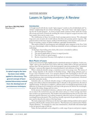 Lasers in Spine Surgery: a Review